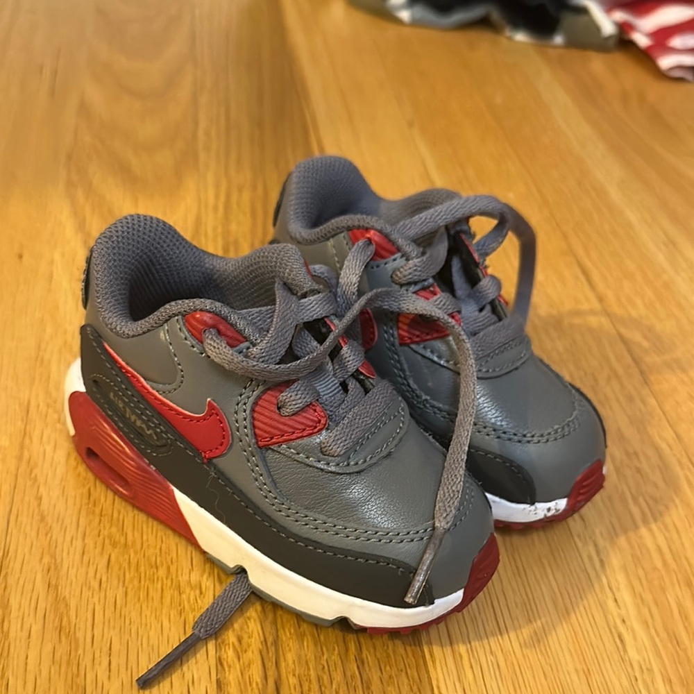 Nike Gray and Red Air Max Sneakers